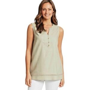 NWT Gloria Vanderbilt Periwinkle Blue Linen Blend Sleeveless Top Size Large